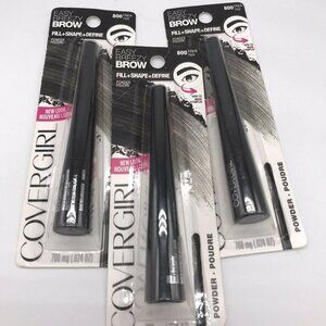 Lot of 3 CoverGirl Easy Breezy Brow Fill+Shape+Define “800 BLACK” Powder Eyebrow